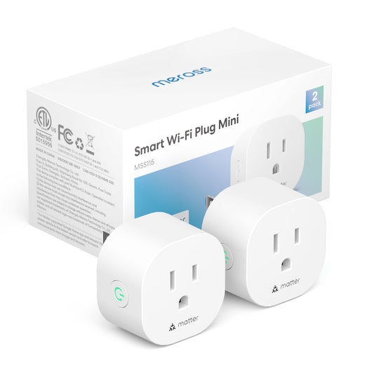 Meross Matter Smart Wi-Fi Plug Mini, MSS115 (US/CA Version), 2 Pack